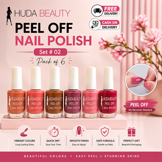 Huda Beauty Peel Off Nail Polish Set – Pack of 6