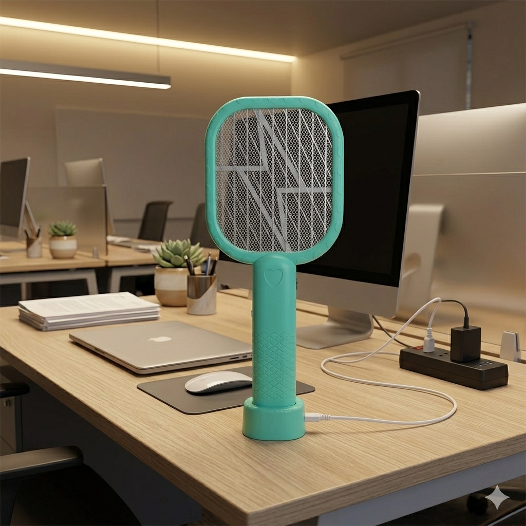 Portable Electric Mosquito Swatter – Rechargeable Insect Killer Racket (Green)