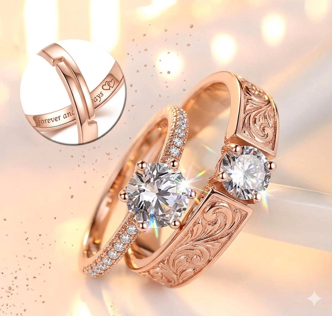 ✨Silver Plated Couple Rings Set – Adjustable Elegant Jewelry for Couples 💍❤️