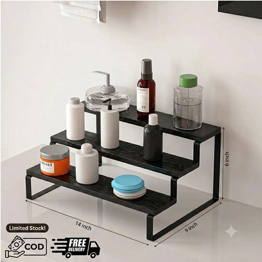 Premium 3-Layer Wooden Kitchen Rack Shelf Organizer | Multi-Purpose Countertop Storage Stand