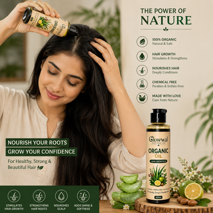 🌿 Glowwal Organic Hair Growth Oil 200ml | Natural Hair  Formula 💚