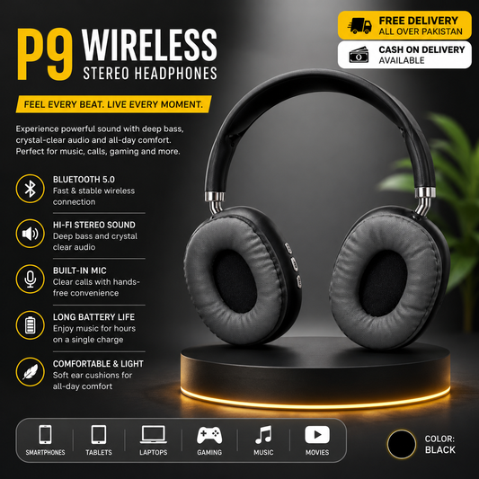 P9 Over-Ear Bluetooth Headphones