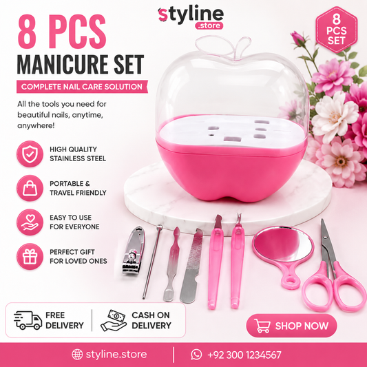 Apple 8-Piece Manicure & Pedicure Kit – Pink