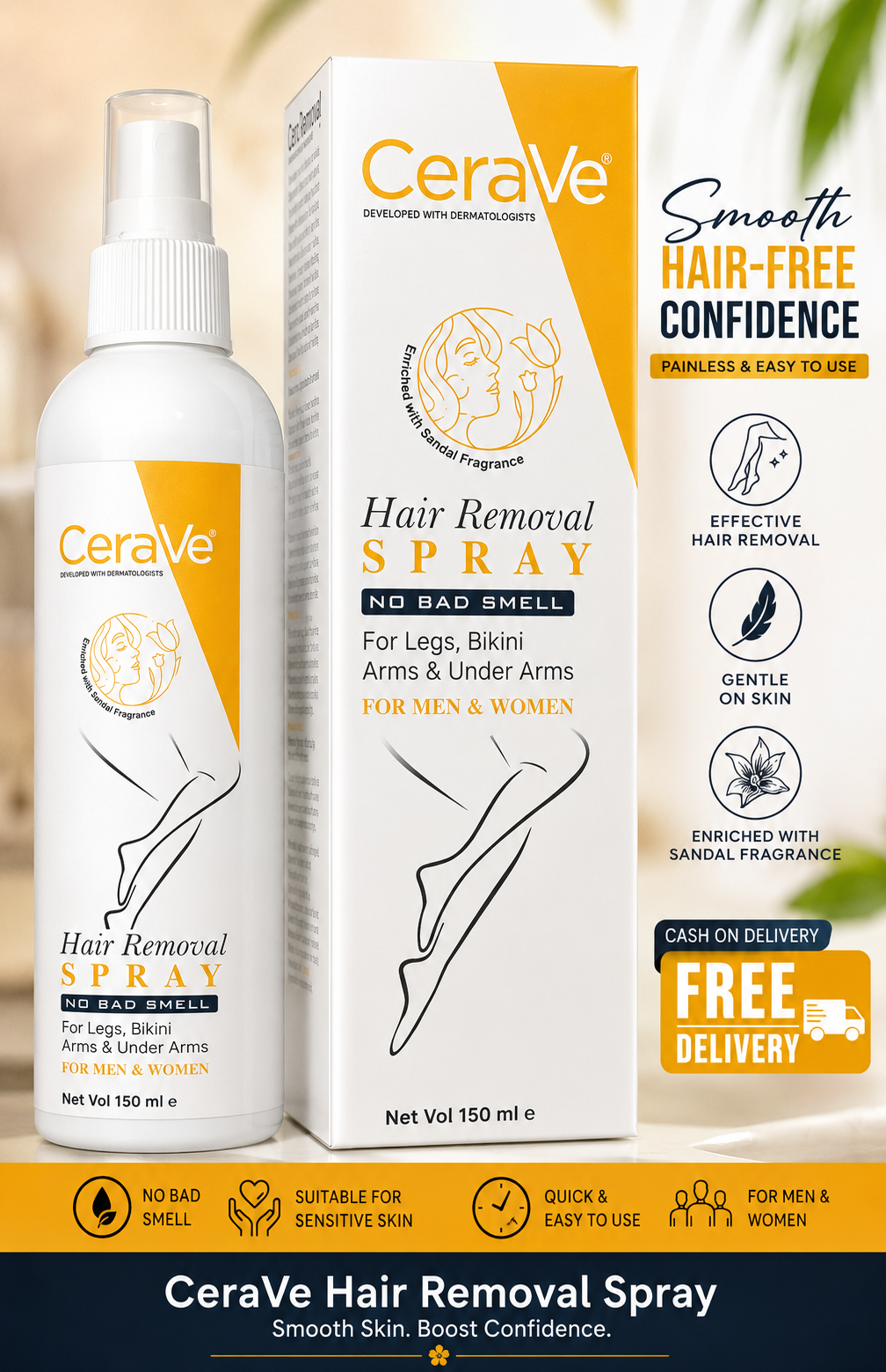 CeraVe Smooth Skin Hair Removal Spray – 150ml
