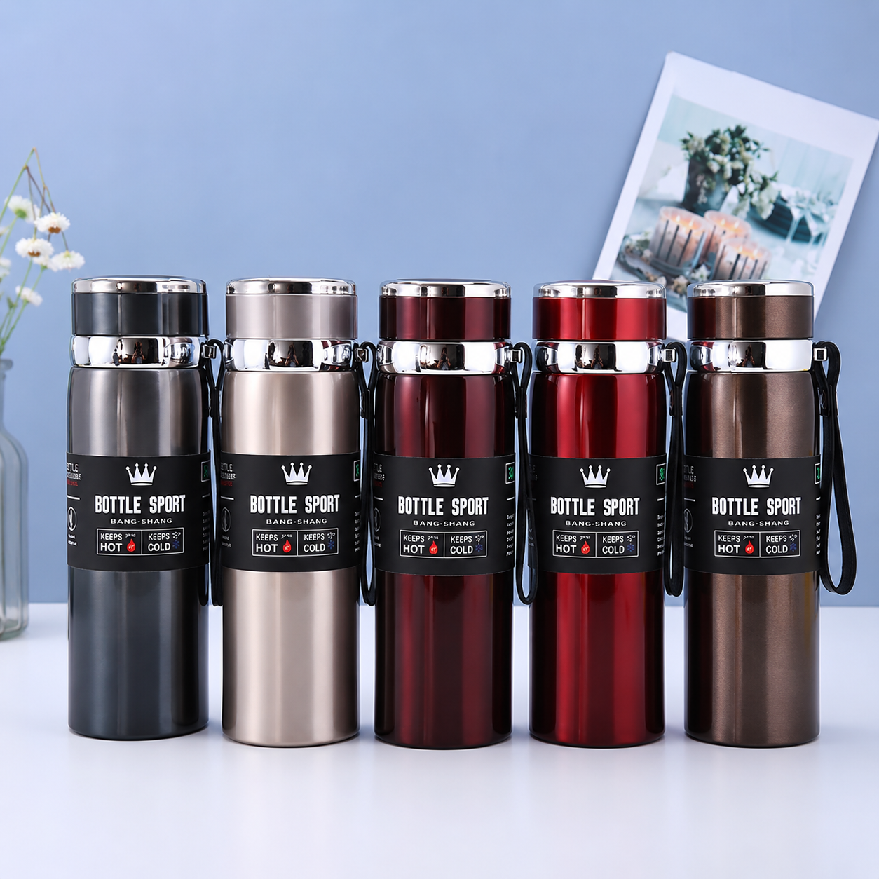 Premium Stainless Steel 500ML Travel Water Bottle | Hot & Cold Vacuum Flask (Black & Red)