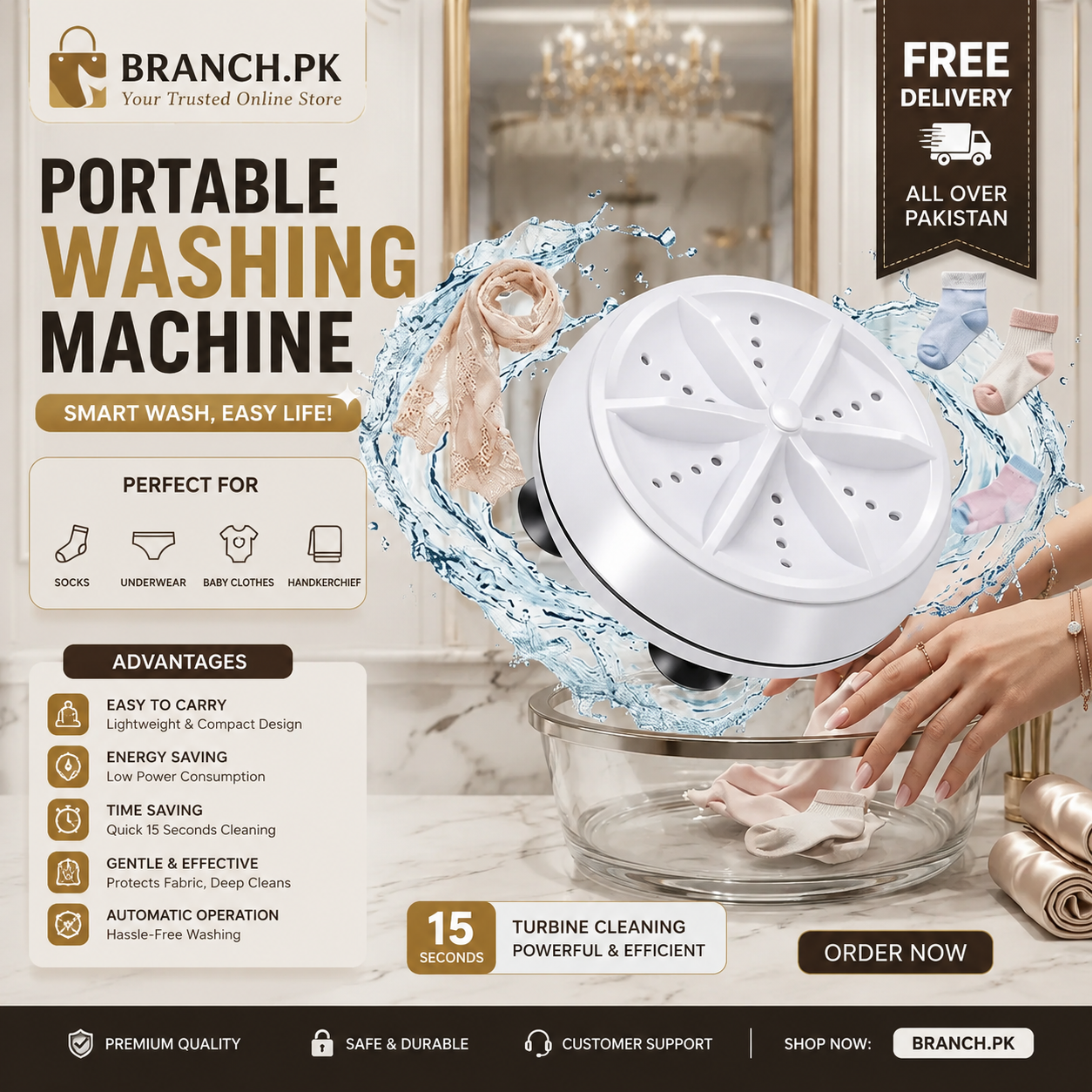 Portable Mini Washing Machine with Smart Auto-Reverse Function | USB Powered Mini Washer