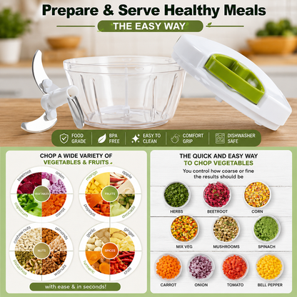 Premium 300ml Manual Spin Chopper – Multi-Purpose Kitchen Food Processor