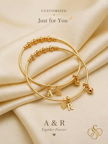✨ 2 Pcs Funky Gold Plated Crystal Kara Bangle Set ✨