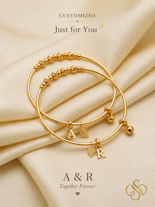 ✨ 2 Pcs Funky Gold Plated Crystal Kara Bangle Set ✨