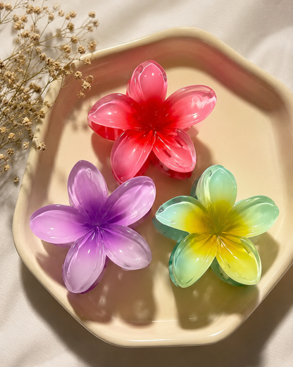 🌸 Multicolor Flower Hair Catcher Clips – Pack of 3 | Strong Grip Floral Hair Claws for & Girls