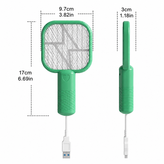 Portable Electric Mosquito Swatter – Rechargeable Insect Killer Racket (Green)