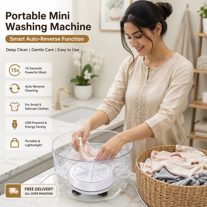 Portable Mini Washing Machine with Smart Auto-Reverse Function | USB Powered Mini Washer