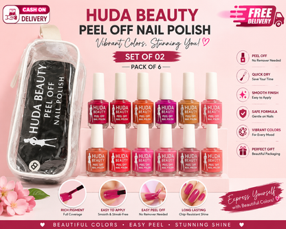Huda Beauty Peel Off Nail Polish Set – Pack of 6