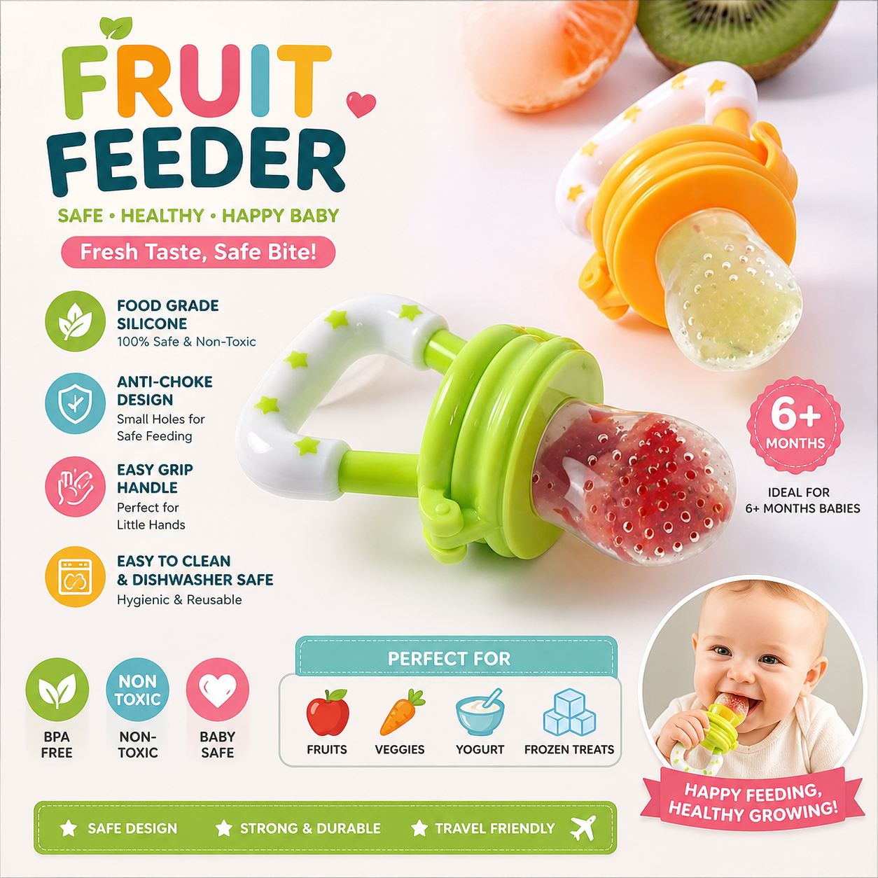 👶 Baby Fruit Feeder Pacifier – Safe & Easy Feeding Solution