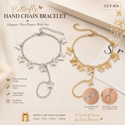 🌸 Silver Butterfly Hand Chain Bracelet for Women ✨