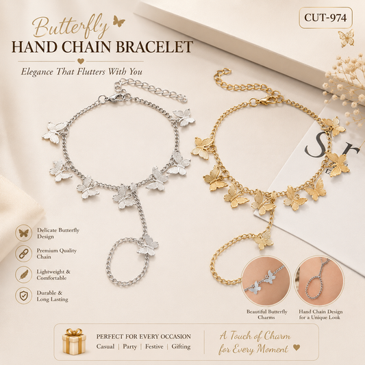 🌸 Silver Butterfly Hand Chain Bracelet for Women ✨