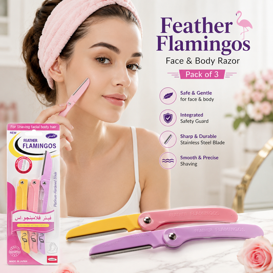 🌸 Feather Flamingos Face & Body Razor Pack of 3 🌸