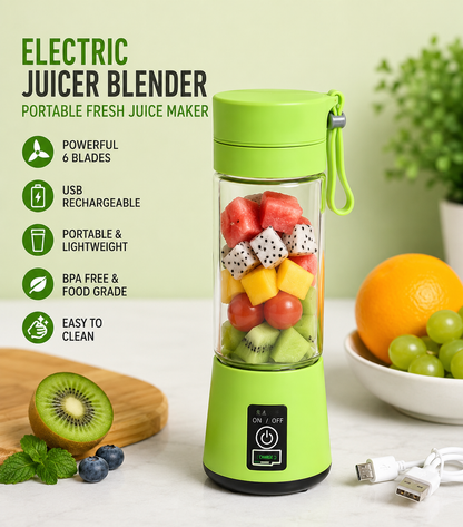 🥤 Electric Portable Juicer Blender – Fresh Juice Maker (Green)