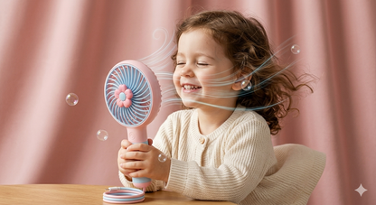 🌸 Portable Foldable Neck Fan – USB Rechargeable Hands-Free Fan (Pink)