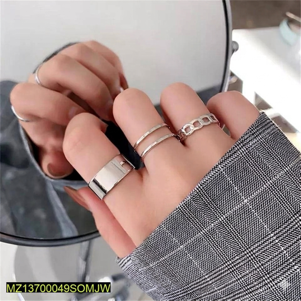 💍 Black Hip Hop Adjustable Rings Set – 3 Pcs Matte Finish for Men