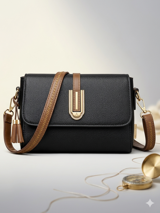 👜 Black PU Leather Crossbody Bag for Women – Elegant & Everyday Fashion