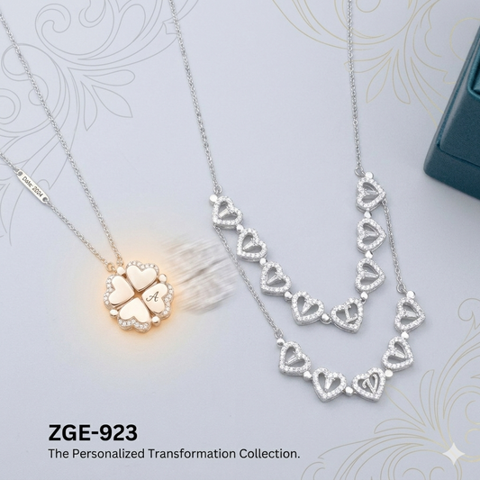 💖 Magnetic Heart Clover Necklace – Gold & Silver 4 Leaf Lucky Pendant for Women