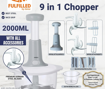 Premium 9-in-1 Vegetable Chopper 2000ML ✨